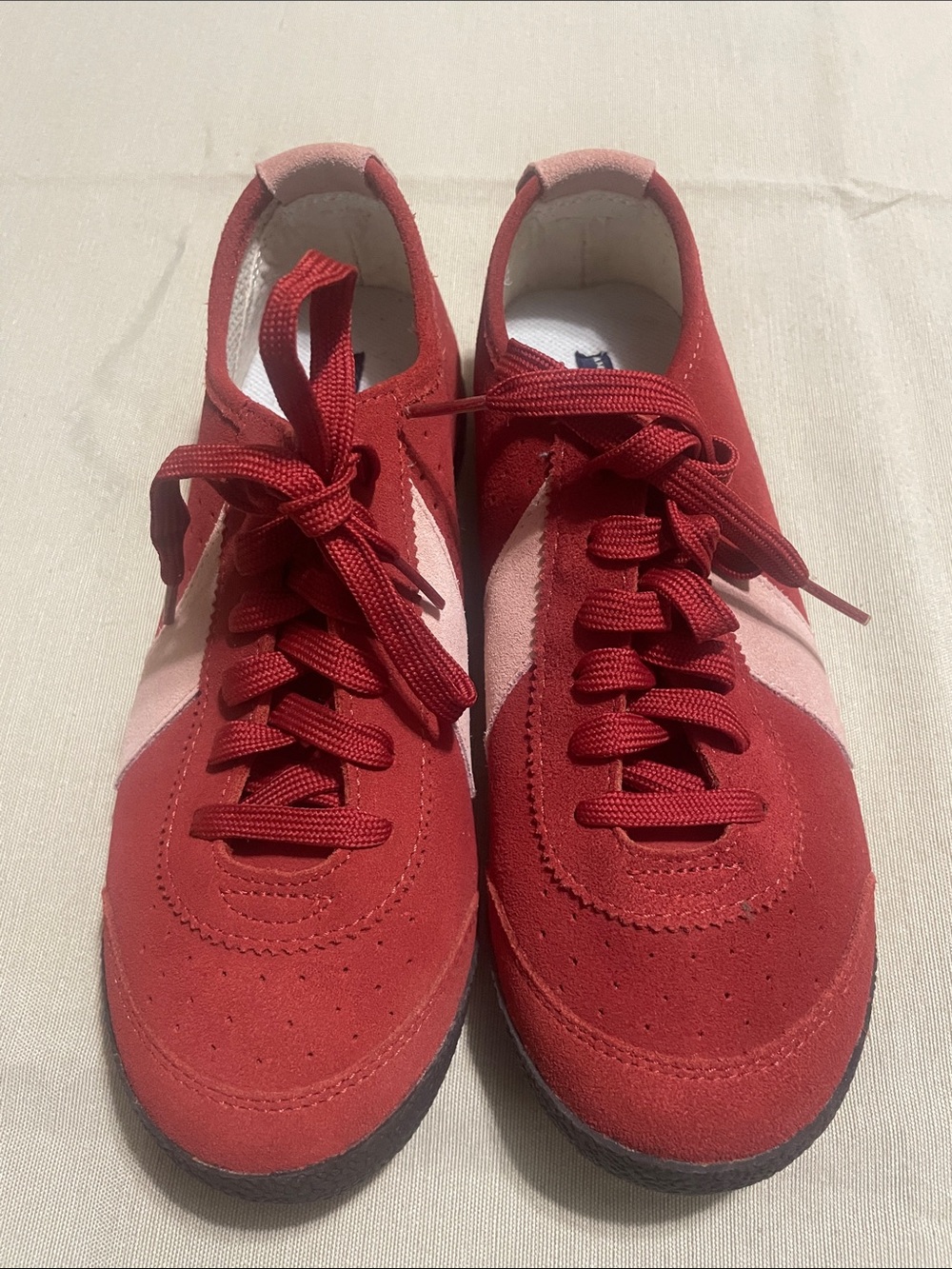 American Eagle Outfitters Red and Pink leather Lace-Up Sneakers 8